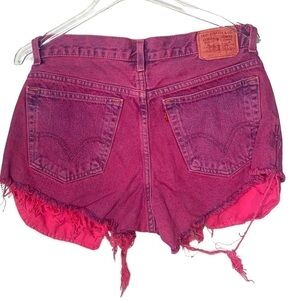 Levi's Urban Renewal Cut off Shorts Denim Dyed Sz 33 Pink Recycled